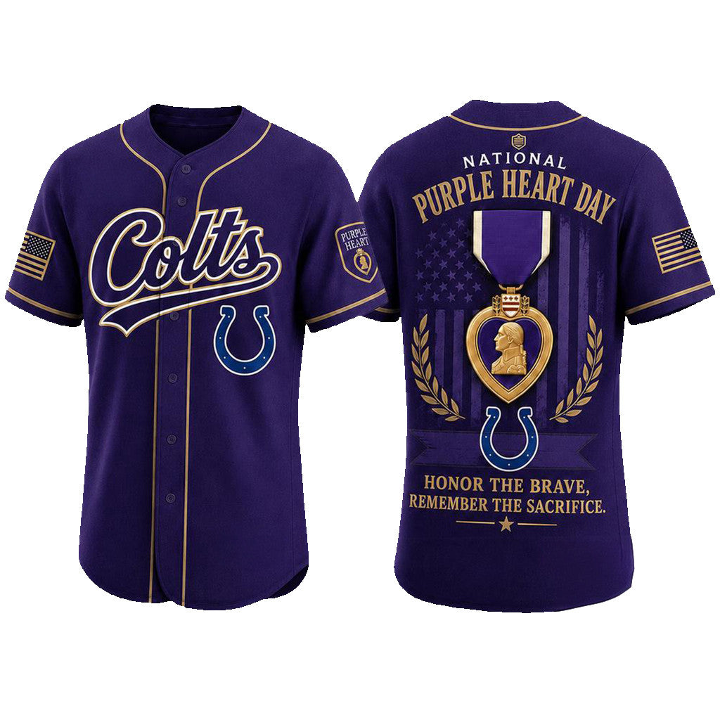Indianapolis Colts 2026 Purple Heart Day Baseball Jersey Indianapolis Colts Merch Veteran Gifts - Merchluma