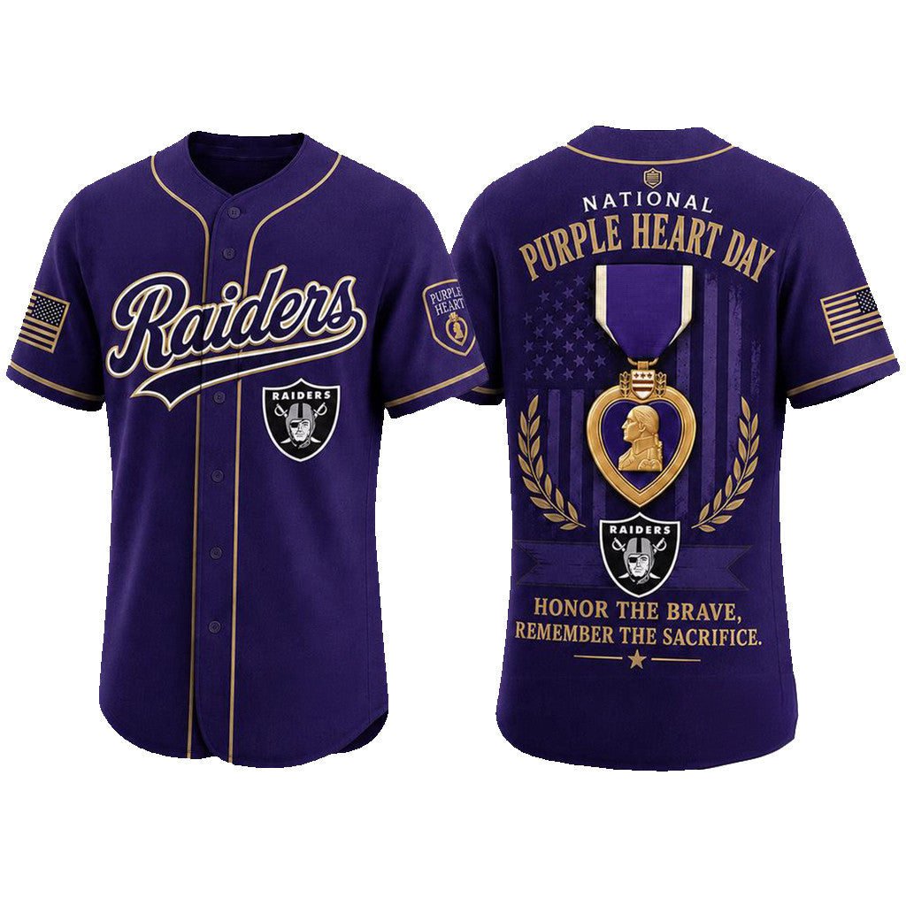 LV Raiders 2026 Purple Heart Day Baseball Jersey Raiders Merch Veteran Honor Apparel Fan Gifts - Merchluma