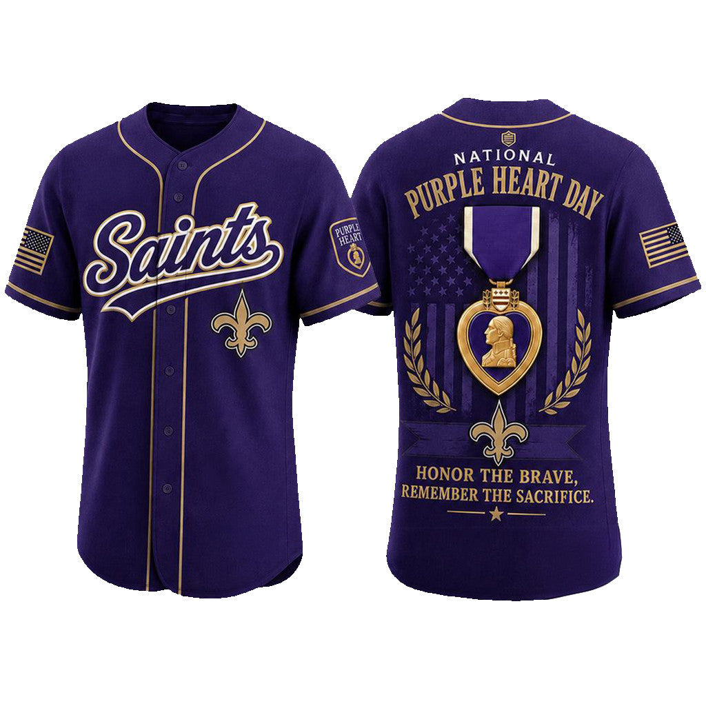New Orleans Saints 2026 Purple Heart Day Baseball Jersey Saints Merch Best Football Gifts - Merchluma