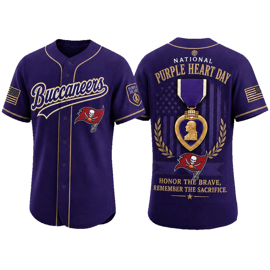 Tampa Bay Buccaneers 2026 Purple Heart Day Baseball Jersey Buccaneers Merch Military Gifts - Merchluma