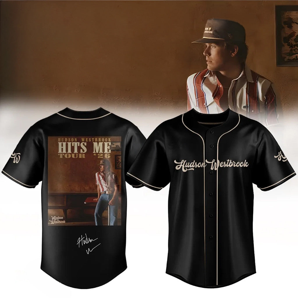 Hudson Westbrook Hits Me Tour 2026 Signature Black Baseball Jersey Hudson Westbrook Merch Gifts - Merchluma