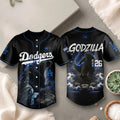 Los Angeles Dodgers X Godzilla Minus One Black Baseball Jersey 2026 LA Dodgers Merch Fan Gifts - Merchluma