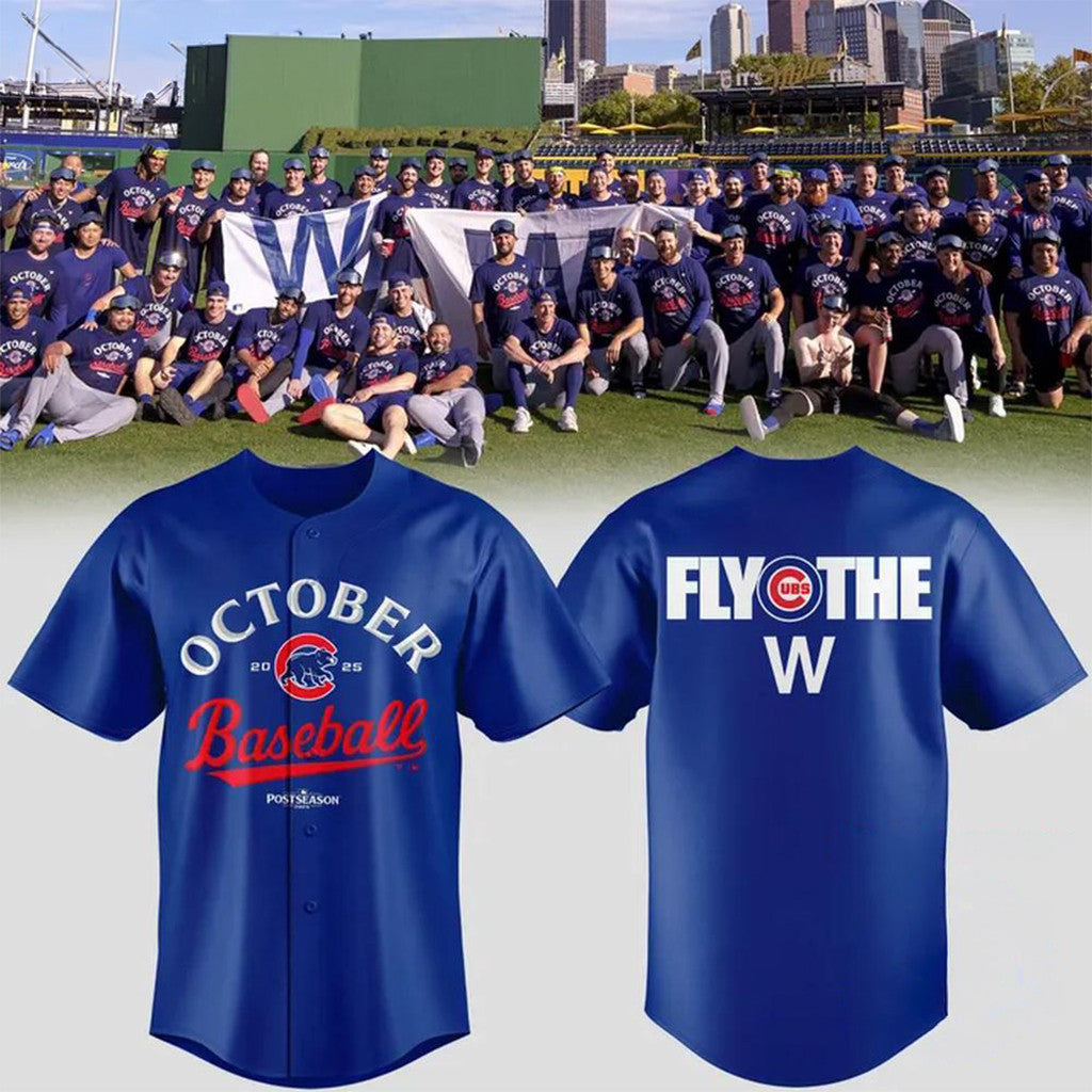 Chicago Cubs October Postseason Fly The W 2026 Baseball Jersey Chicago Cubs Merch Fan Gifts - Merchluma