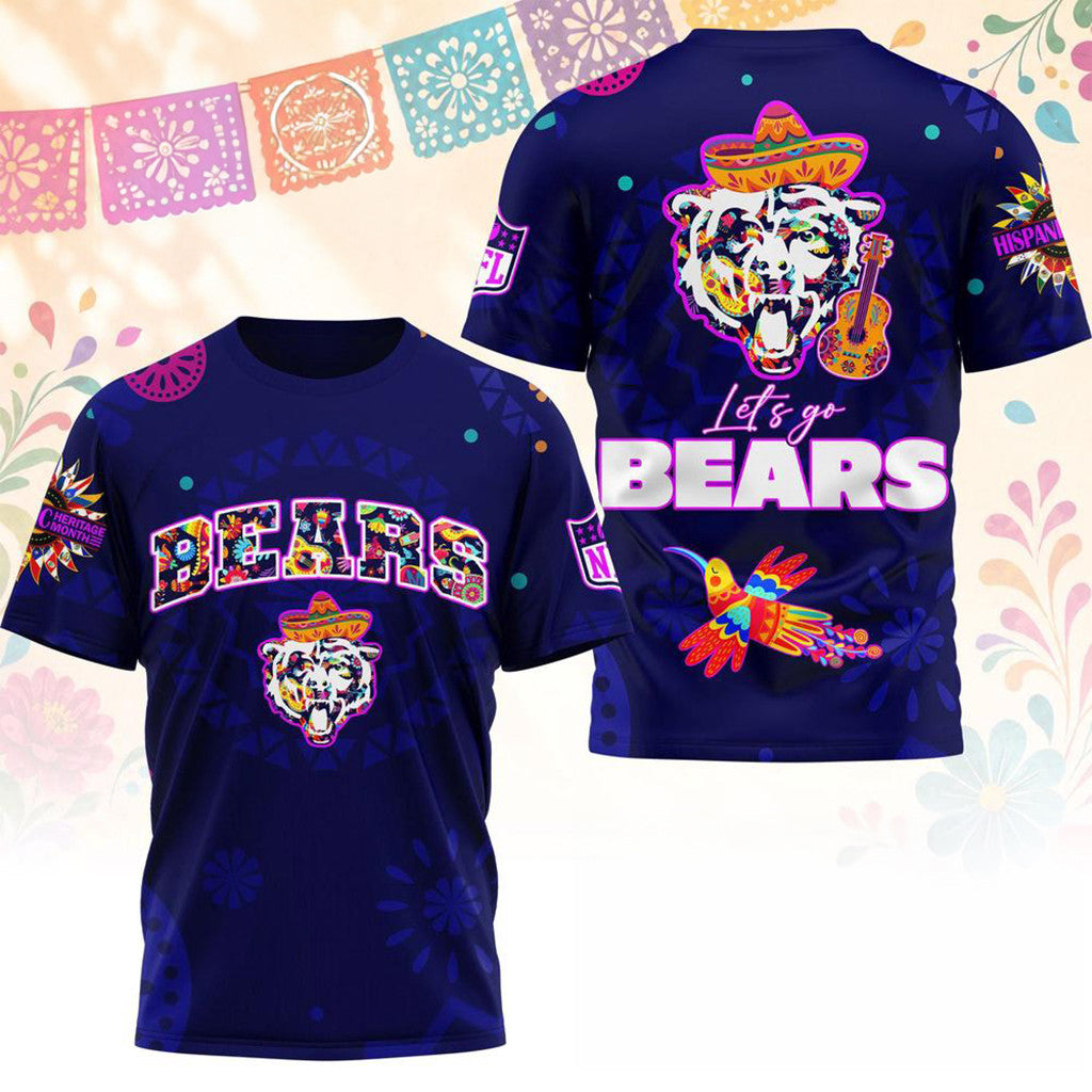 Chicago Bears 2026 Hispanic Heritage Fiesta T-Shirt Chicago Bears Merch Gift For Football Lover - Merchluma