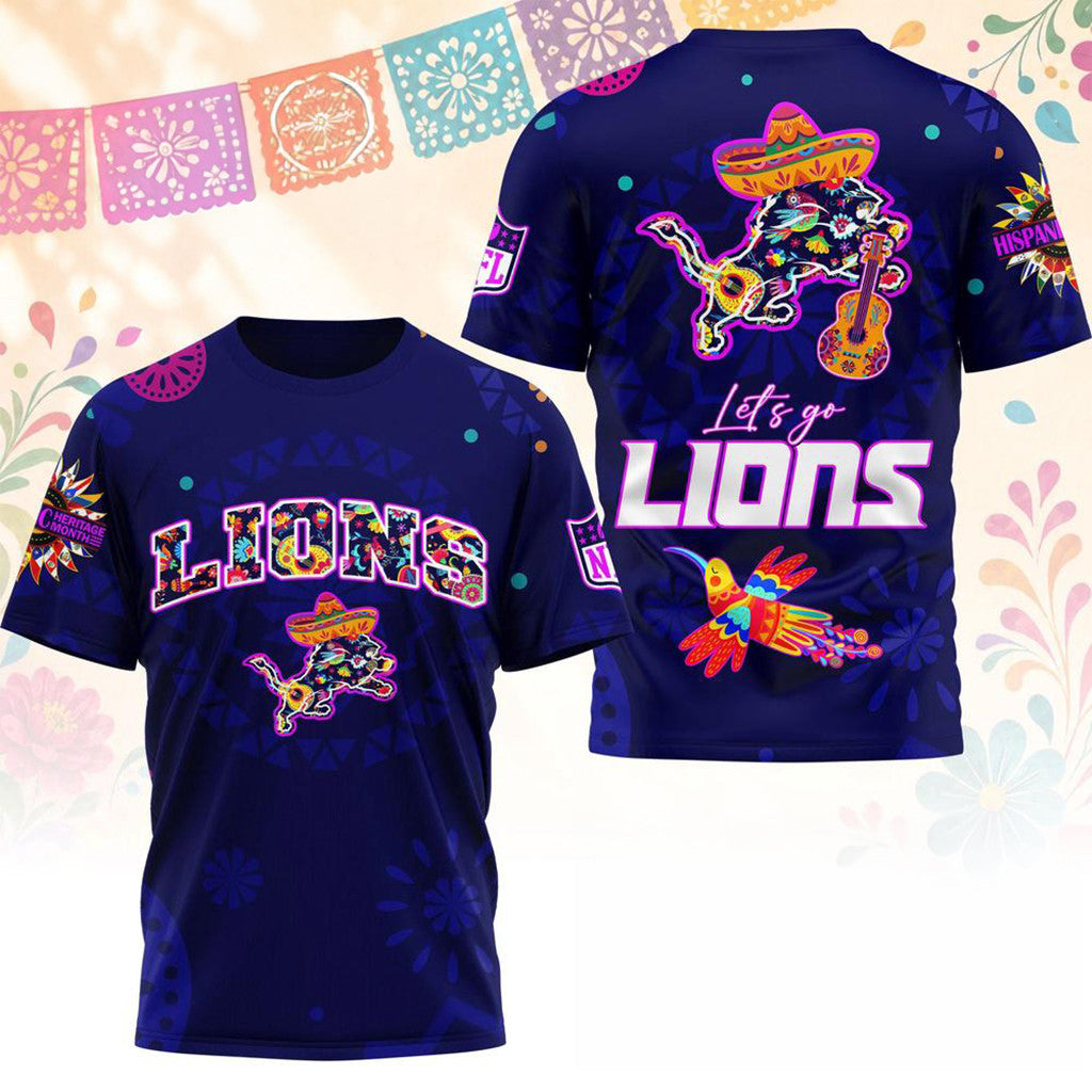 Detroit Lions 2026 Hispanic Heritage Fiesta T-Shirt Detroit Lions Merch Gift For Football Lover - Merchluma