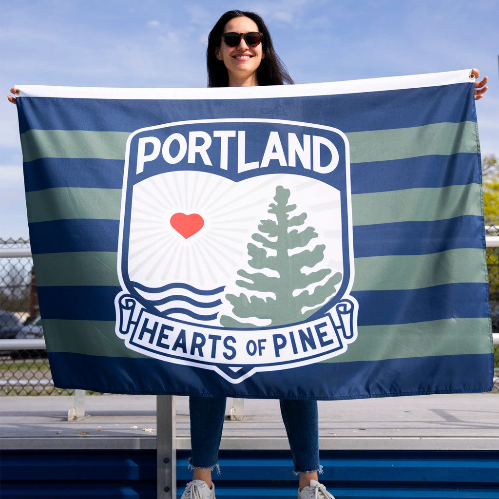 Hearts Of Pine Merch 2026 Hearts Team Flag Portland Hearts Of Pine Flag Home Decor Ideas - Merchluma