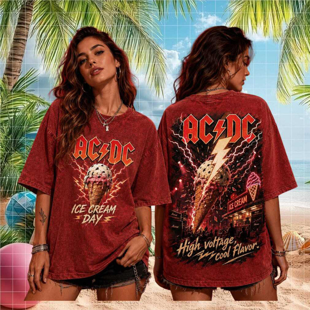 ACDC High Voltage Cool Flavor Ice Cream Day Rock Tour Shirt ACDC Merch 2026 Gift For Fans - Merchluma