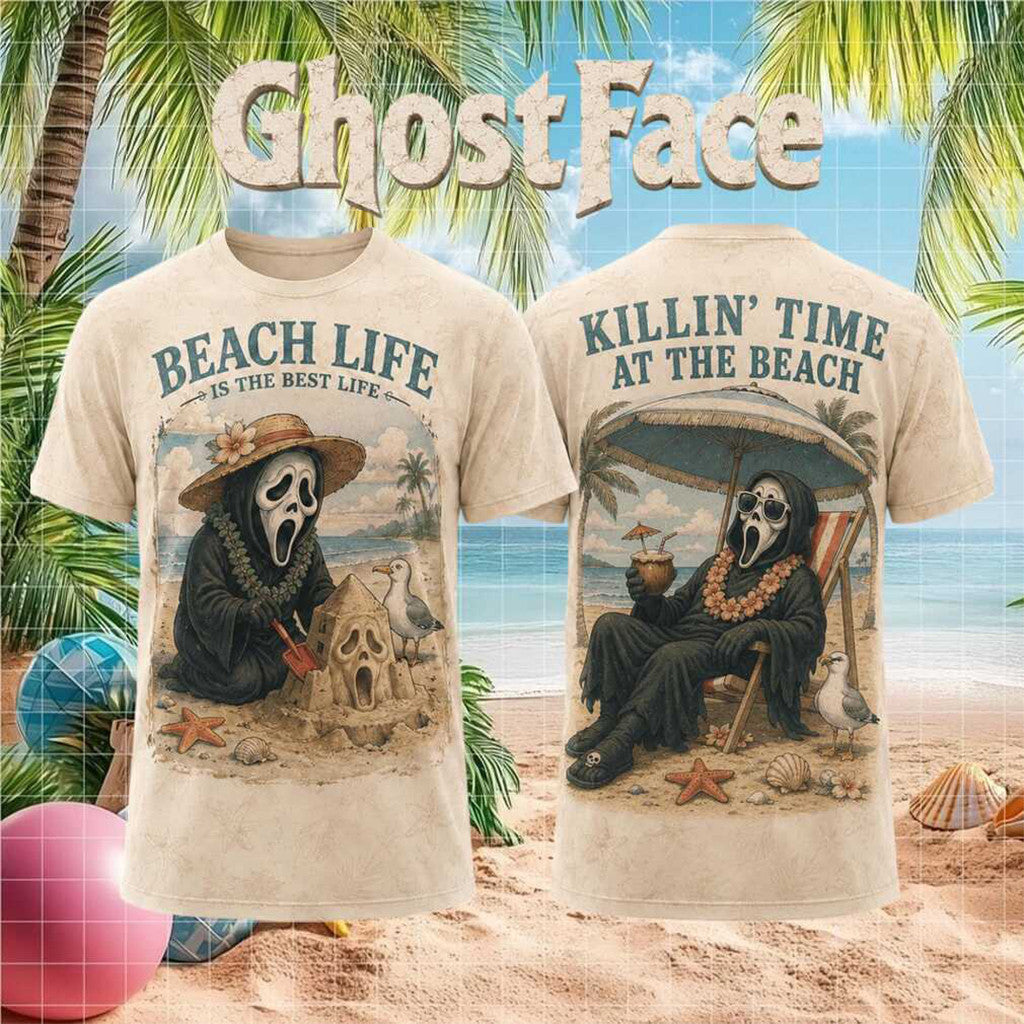 Ghostface Beach Life Is The Best Life T-Shirt Ghostface Merch Summer Gift For Horror Fans - Merchluma