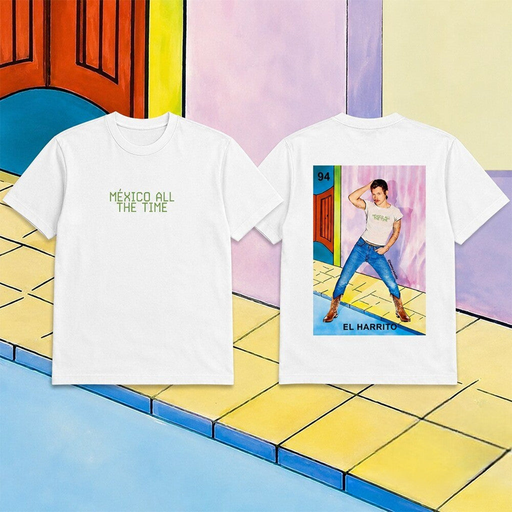 Harry Styles El Harrito Loteria Mexico All The Time T-Shirt White Harry Styles Merch 2026 - Merchluma
