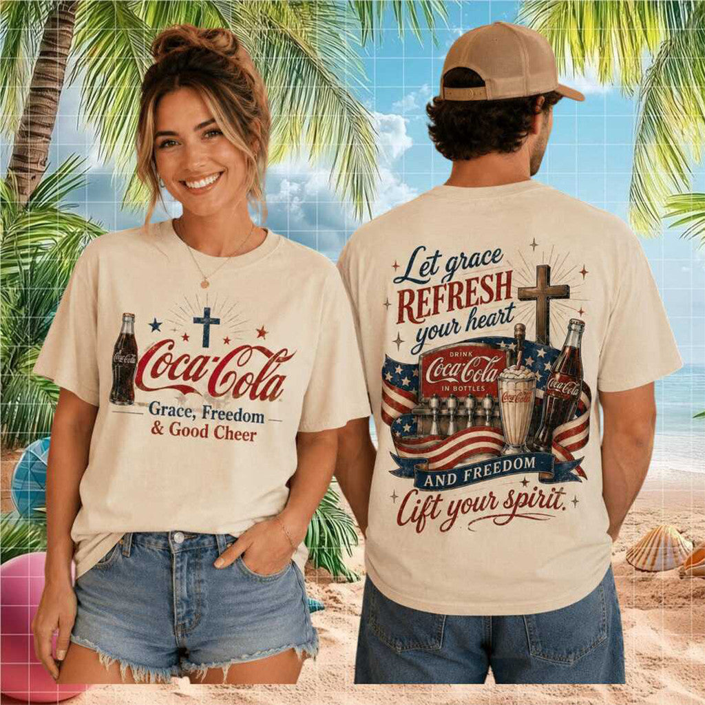 Coca Cola Grace Freedom Refresh Your Heart Shirt 2026 Coca Cola Merch Gift For Besties - Merchluma