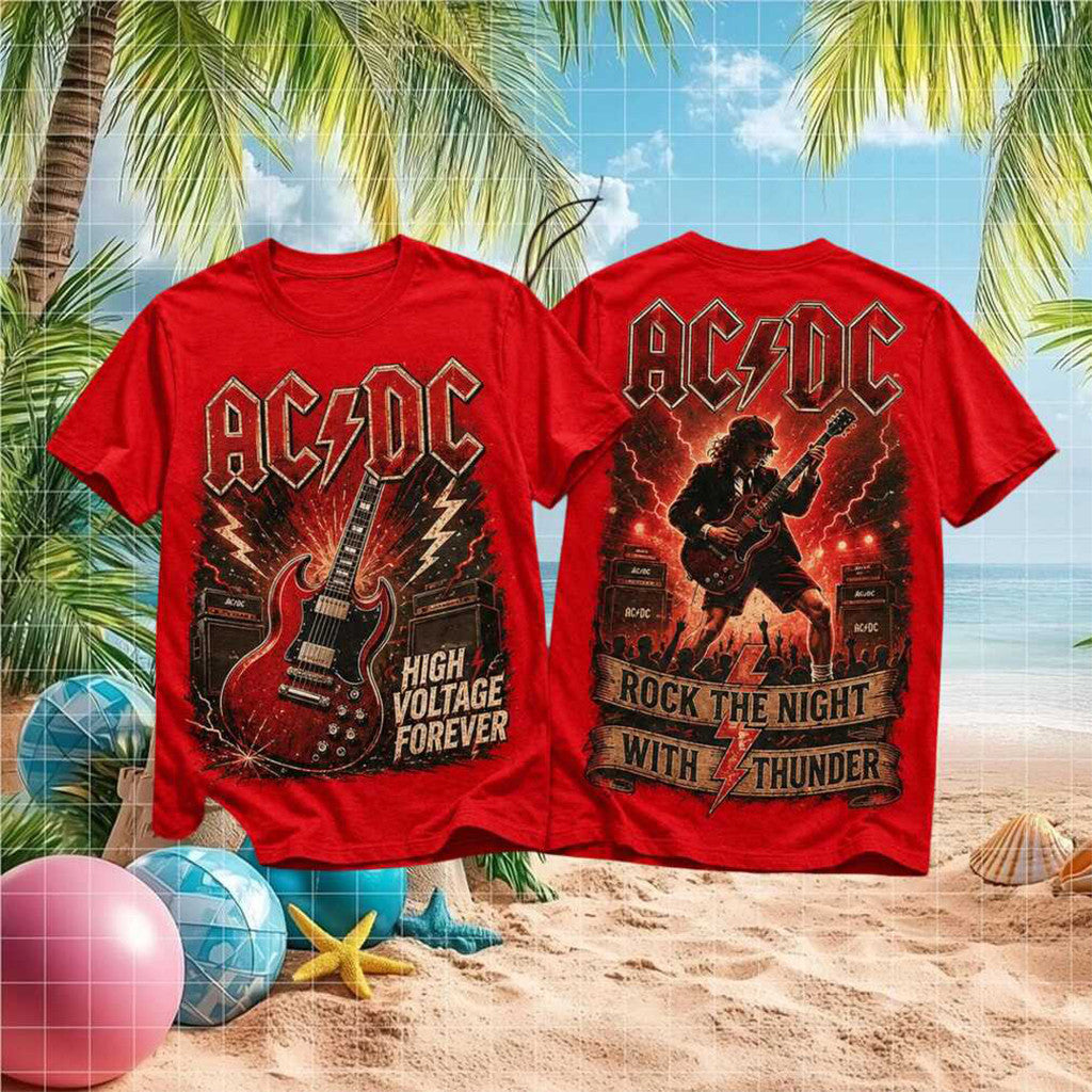 AC DC High Voltage Forever Rock The Night With Thunder Concert Shirt AC DC Merch Fan Gifts - Merchluma