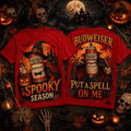 Budweiser Spooky Season Red T-Shirt Put A Smell On Me Shirt Halloween Gifts Ideas - Merchluma