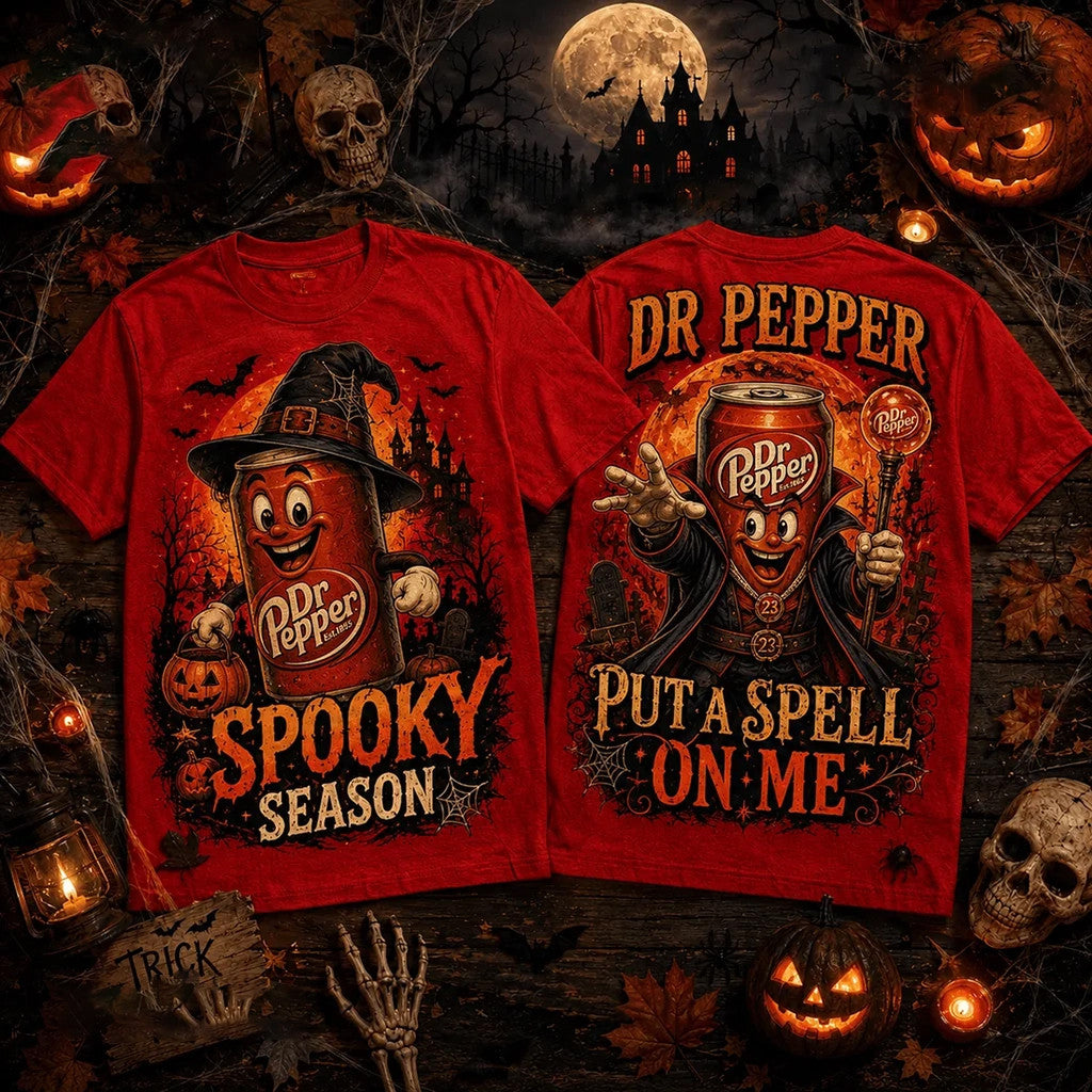 Dr Pepper Spooky Season Witch Hat Red T-Shirt Halloween Apparel Gift For Friends - Merchluma