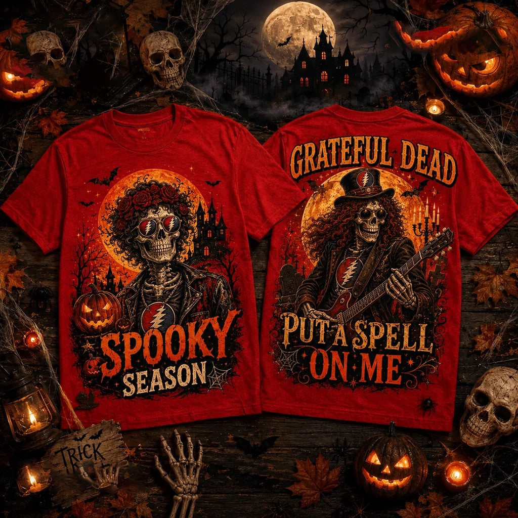 Grateful Dead Halloween Skull Roses Red T-Shirt Grateful Dead Merch Spooky Season Shirt For Fan - Merchluma