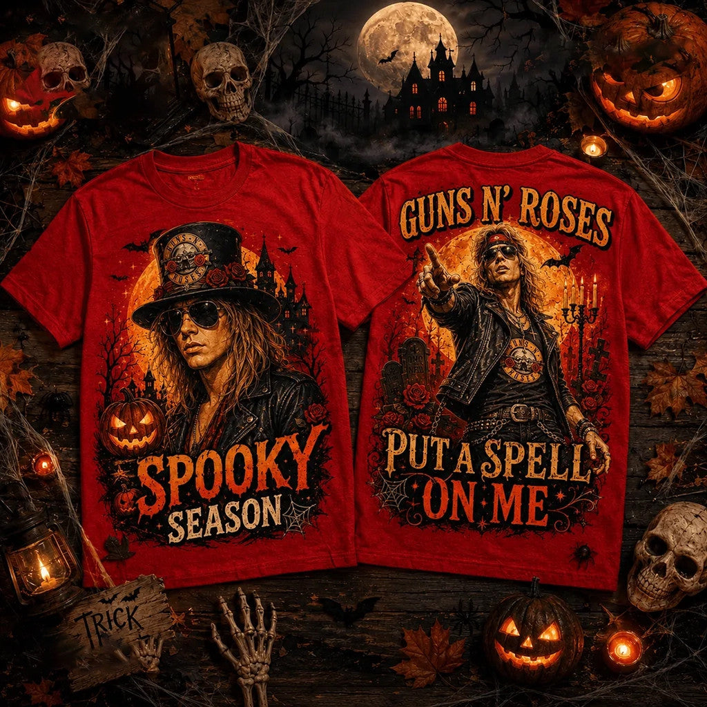 Guns N Roses Spooky Season Red T-Shirt 2026 Guns N Roses Merch Halloween Gift For Fans - Merchluma