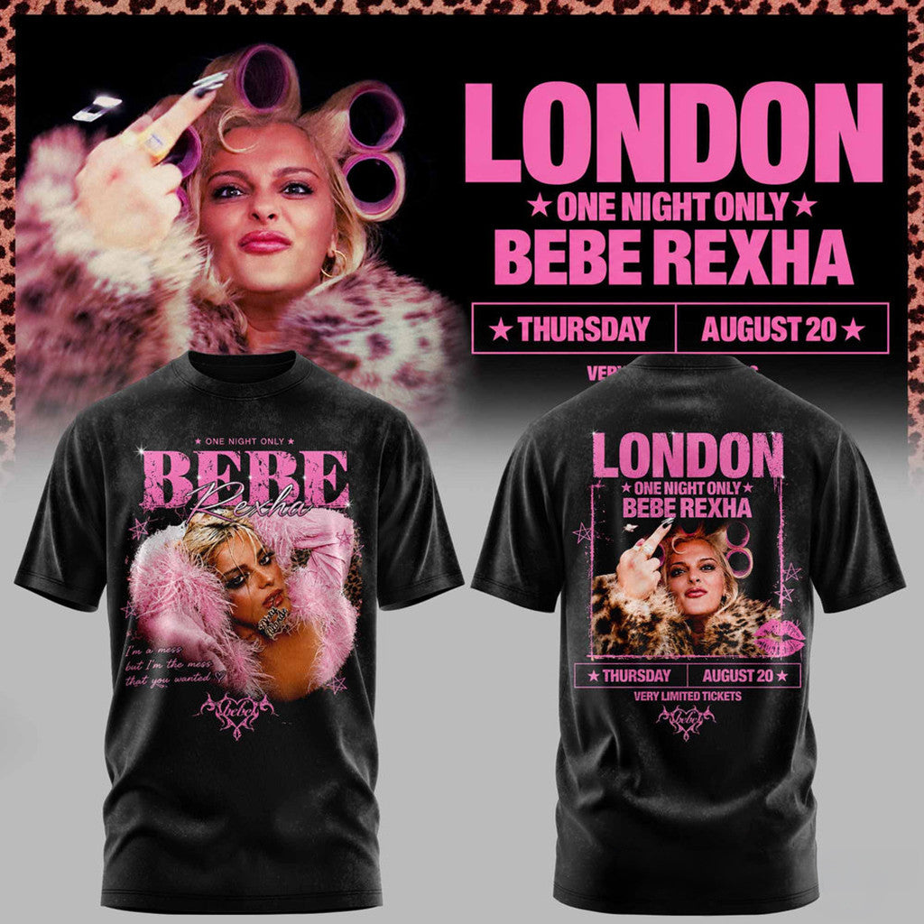 Bebe Rexha UK Tour At London 2026 Wash T-Shirt Bebe Rexha Merch Cool Gift For Music Lovers - Merchluma