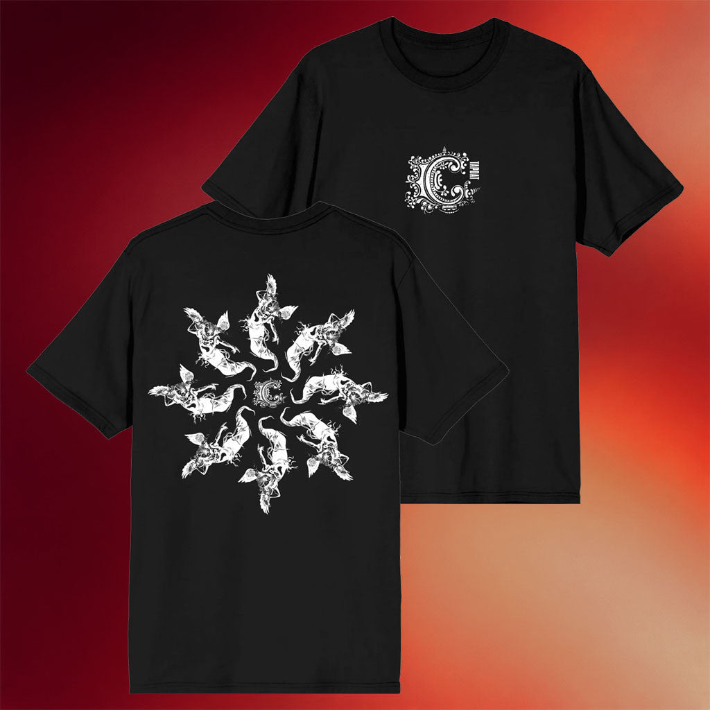Chiodos Merch 2026 TAPDAT Circular Dance T-Shirt Black Presents For Music Lovers - Merchluma
