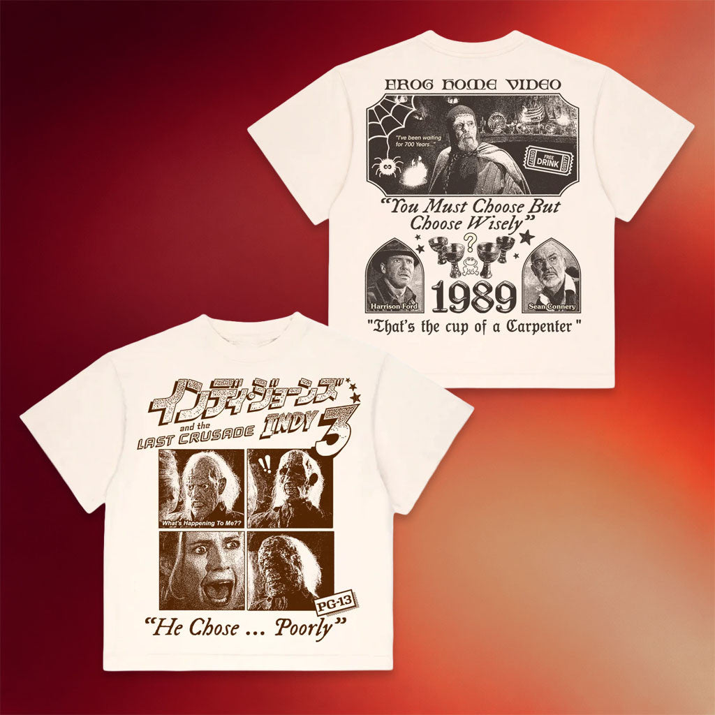 Goodbye Press Merch 2026 Dr Jones Last Crusade 1989 T-Shirt He Chose Poorly Shirt Fan Gifs - Merchluma
