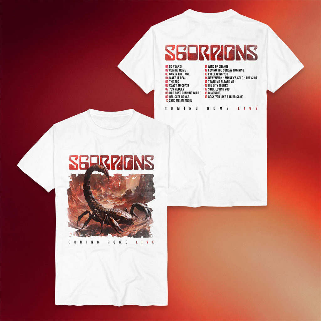 Scorpions Merch 2026 Coming Home Live T-Shirt White Rock Band Shirt Gift For Fathers - Merchluma