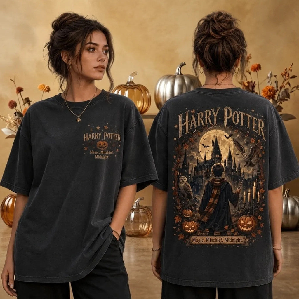 Harry Potter Magic Mischief Midnight Halloween Wash Shirt Harry Potter Merch 2026 Gift For Sister - Merchluma
