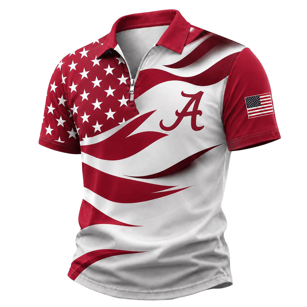 Alabama Crimson Tide Freedom Wave Zipper Polo Shirt 2026 Alabama Crimson Tide Merch Fan Gifts - Merchluma