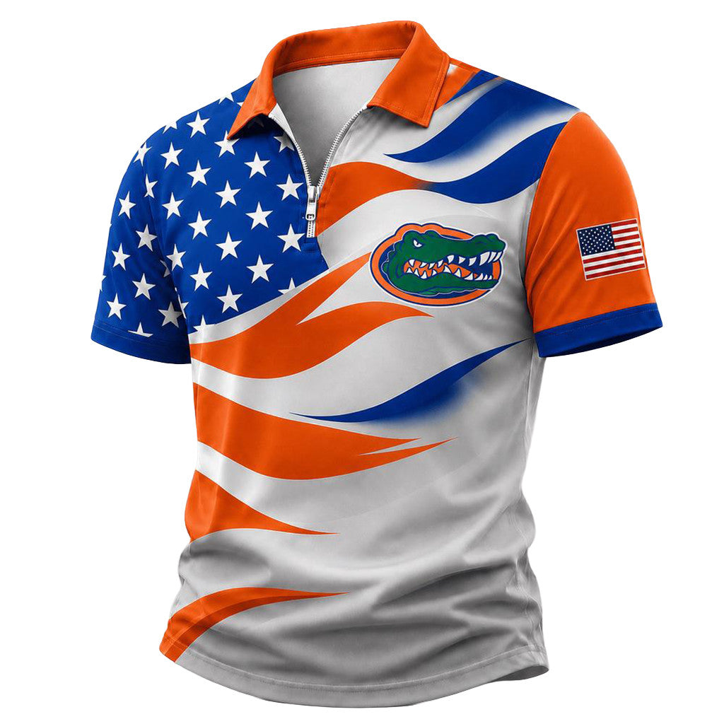 Florida Gators Freedom Wave Zipper Polo Shirt 2026 Florida Gators Merch Birthday Ideas For Him - Merchluma