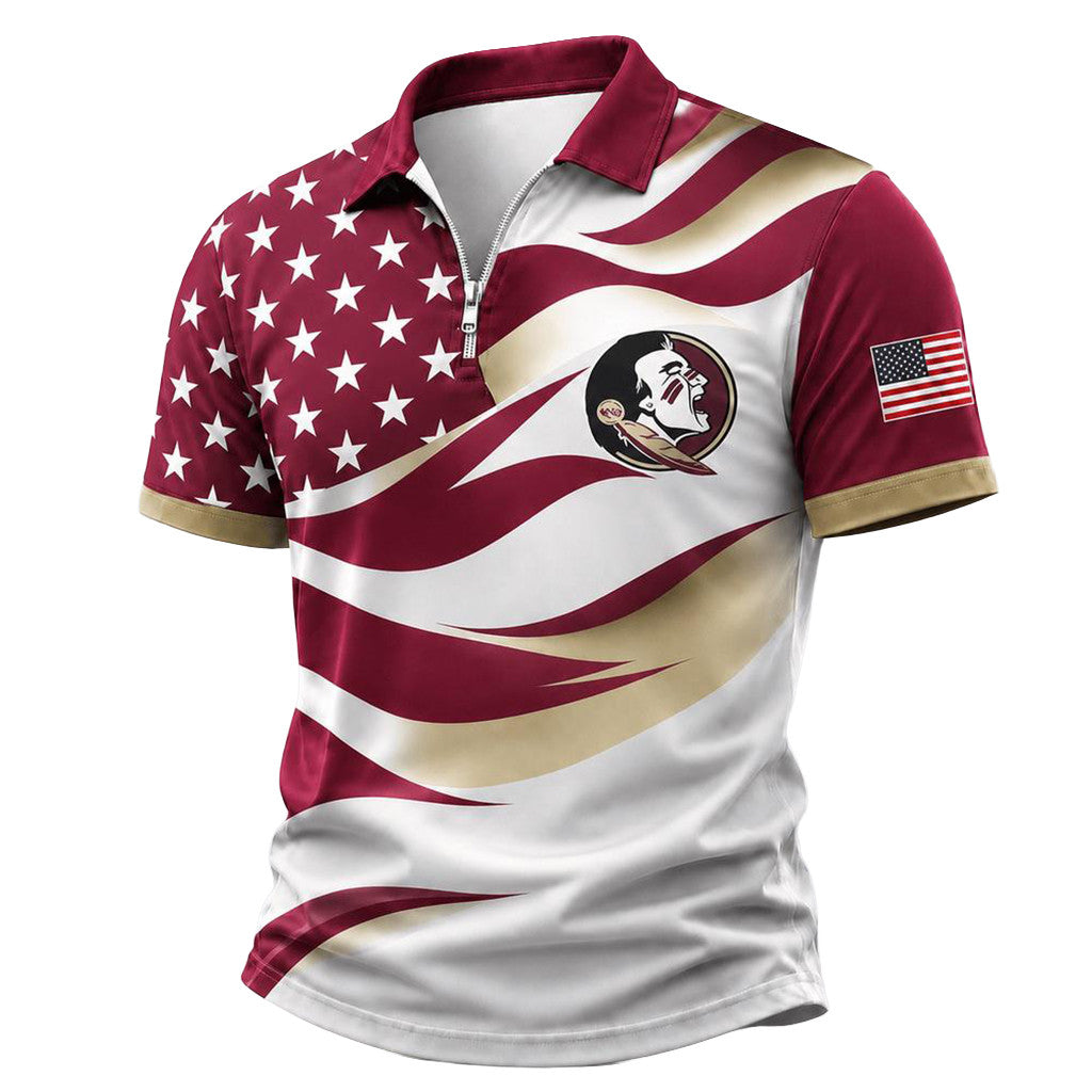 Florida State Seminoles Freedom Wave Zipper Polo Shirt 2026 Seminoles Merch Gift For Brothers - Merchluma