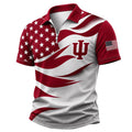 Indiana Hoosiers Freedom Wave Zipper Polo Shirt USA Flag 2026 Indiana Hoosiers Merch Him Gifts - Merchluma