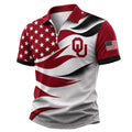 Oklahoma Sooners 2026 Freedom Wave Zipper Polo Shirt USA Flag Oklahoma Sooners Merch Fan Gifts - Merchluma