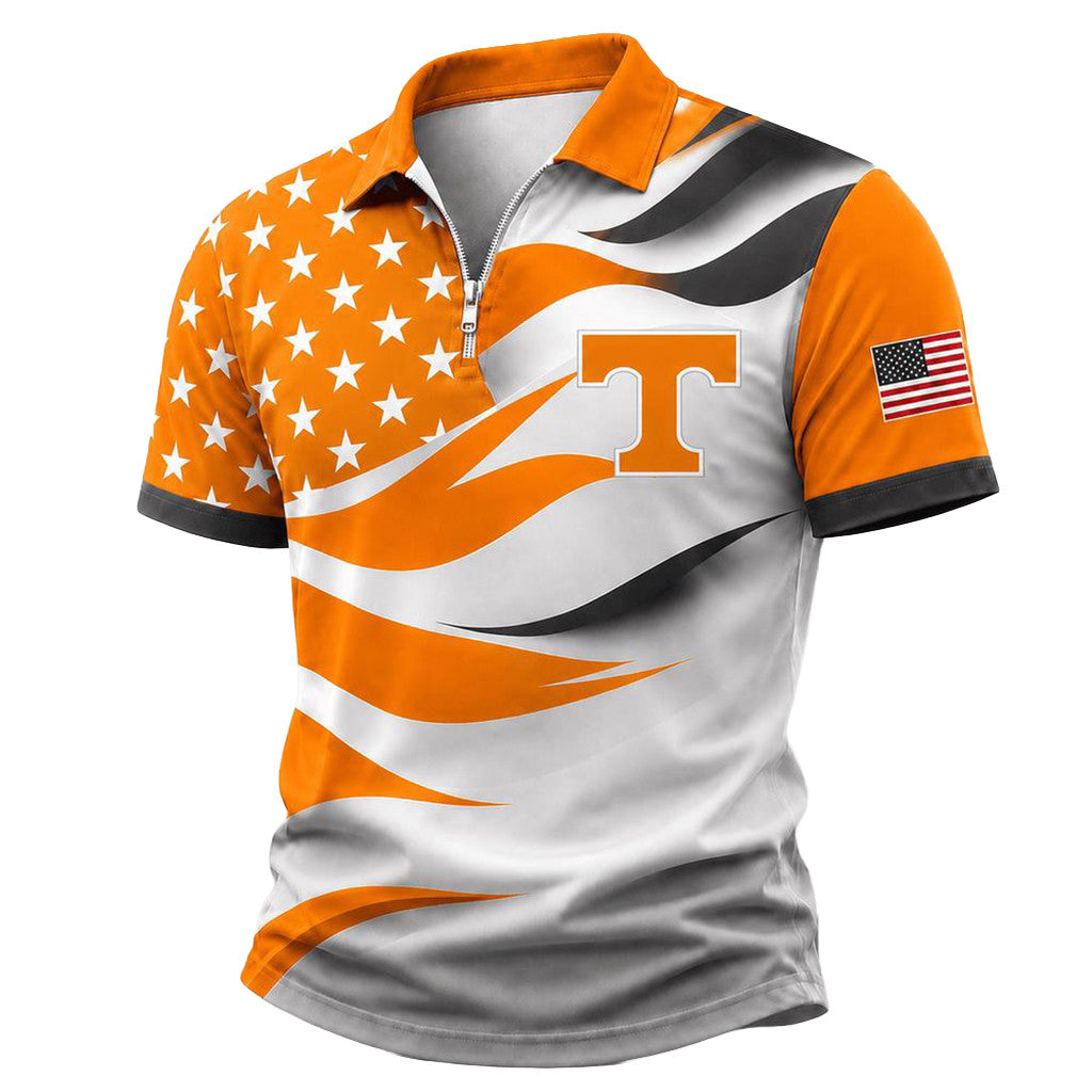 Tennessee Volunteers Freedom Wave Zipper Polo Shirt 2026 Volunteers Merch Patriotic Gift Ideas - Merchluma