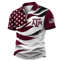 Texas A&M Aggies Freedom Wave Zipper Polo Shirt 2026 Texas A&M Aggies Merch Patriotic Gifts - Merchluma