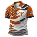 Texas Longhorns Freedom Wave Zipper Polo Shirt 2026 USA Flag Texas Longhorns Merch Best Gifts - Merchluma