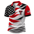 Texas Tech Red Raiders 2026 Freedom Wave Zipper Polo Shirt USA Flag Red Raiders Merch Men's - Merchluma