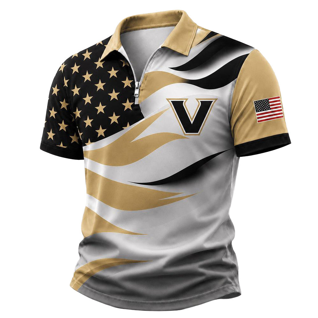 Vanderbilt Commodores Freedom Wave Zipper Polo Shirt 2026 Vanderbilt Commodores Merch Fan Gifts - Merchluma