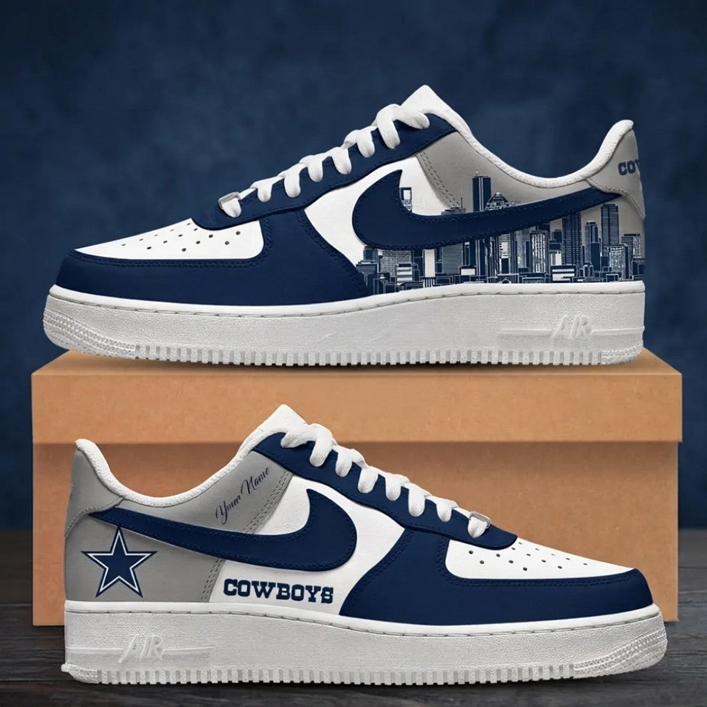 Personalized Dallas Cowboys Skyline Sneakers 2026 Dallas Cowboys Merch Birthday Gift For Him - Merchluma