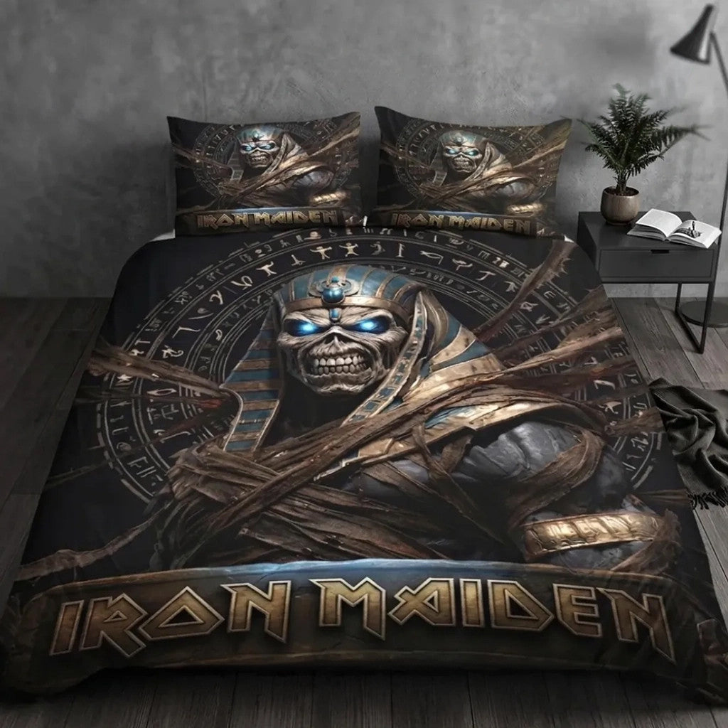 Iron Maiden Powerslave Egyptian Mummy Duvet Bedding Set 2026 Iron Maiden Merch Bed Decor - Merchluma