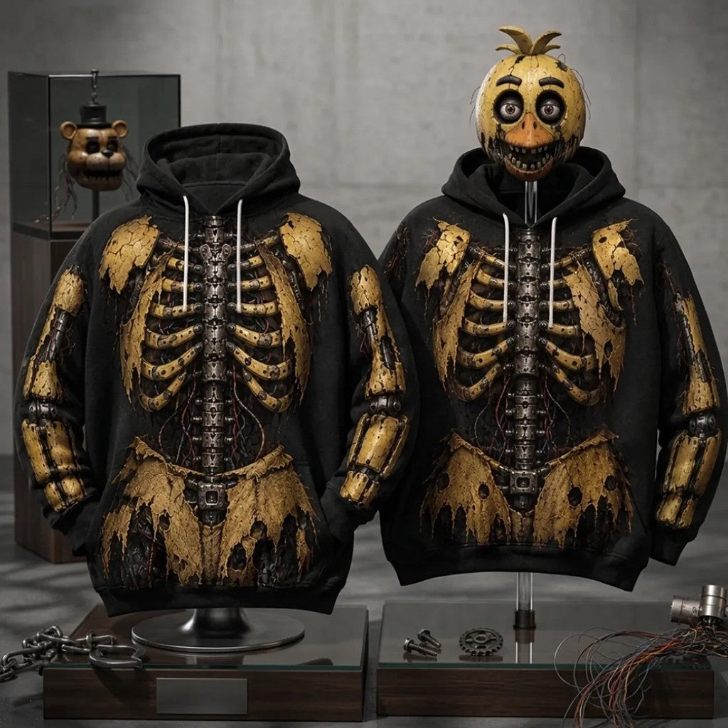Five Nights At Freddy's Chica Mechanical Skeleton Hoodie Best Gifts For Horror Lovers - Merchluma