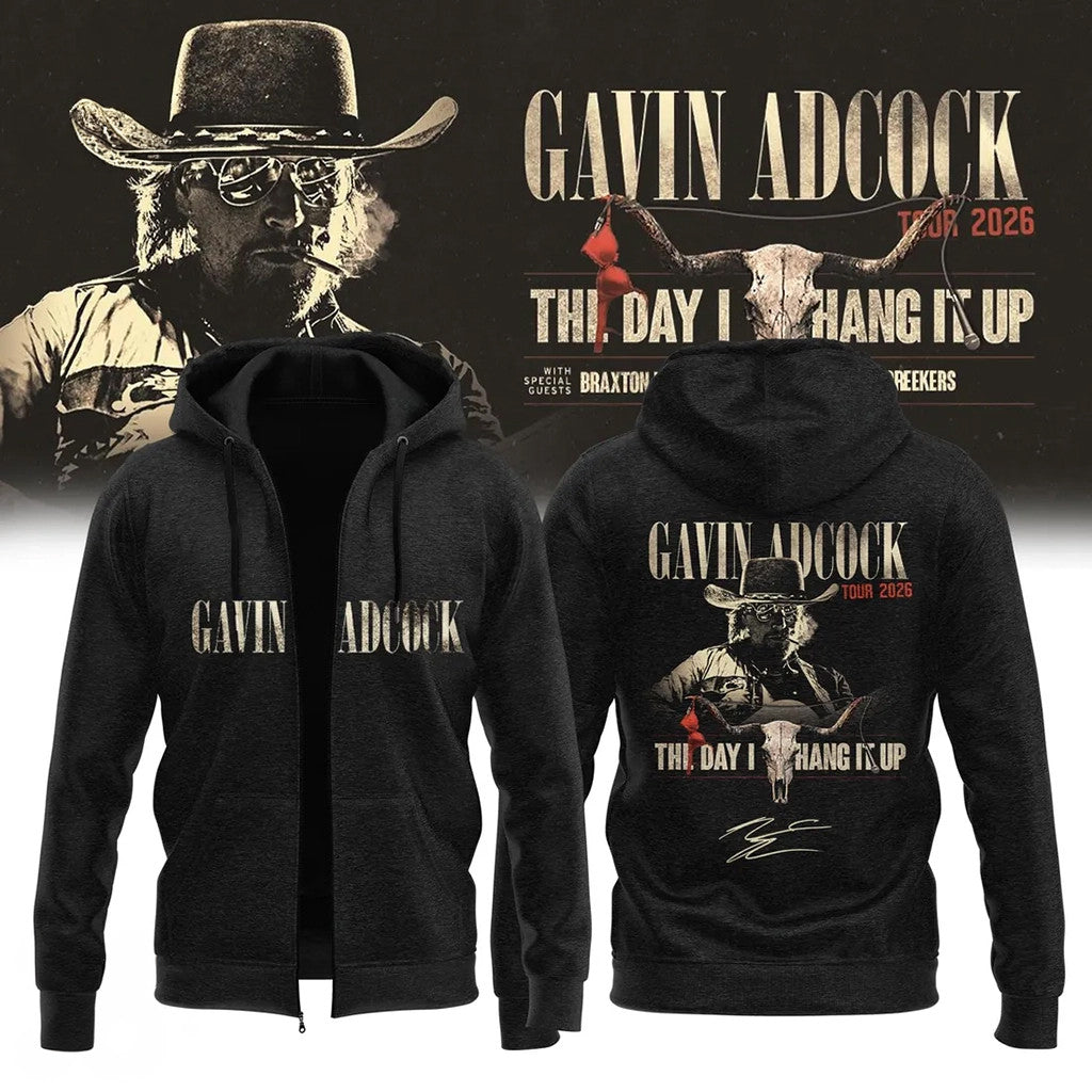 Gavin Adcock The Day I Hang It Up Tour 2026 Zip Hoodie Signed Gavin Adcock Merch Fan Gifts - Merchluma
