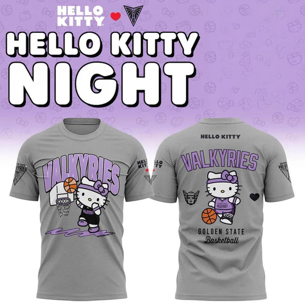 Golden State Valkyries Merch 2026 Hello Kitty X Valkyries T-Shirt Cute Gifts For Basketball Fan - Merchluma