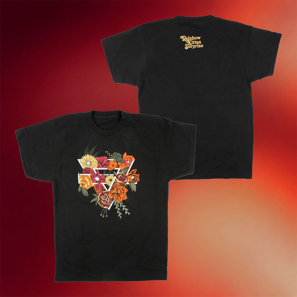 Rainbow Kitten Surprise Merch 2026 Black Floral T-Shirt Presents For Rock Lovers - Merchluma