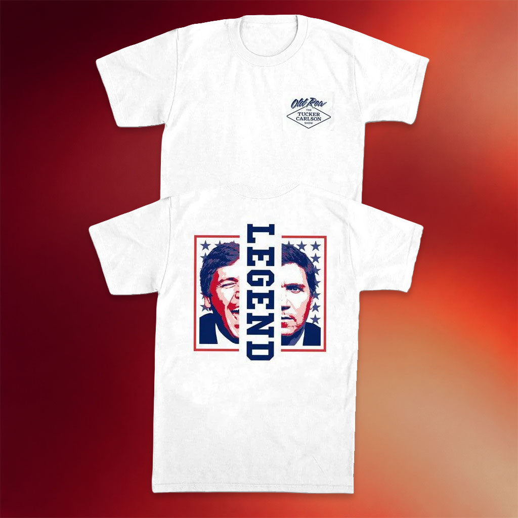 Old Row Merch 2026 Tucker American Legend T-Shirt White Tucker Carlson Merch Dad Gifts - Merchluma