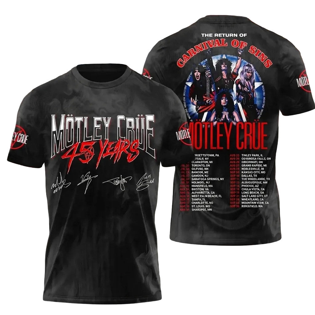 Motley Crue 2026 The Return Of Carnival Of Sins T-Shirt Motley Crue Merch Signature - Merchluma