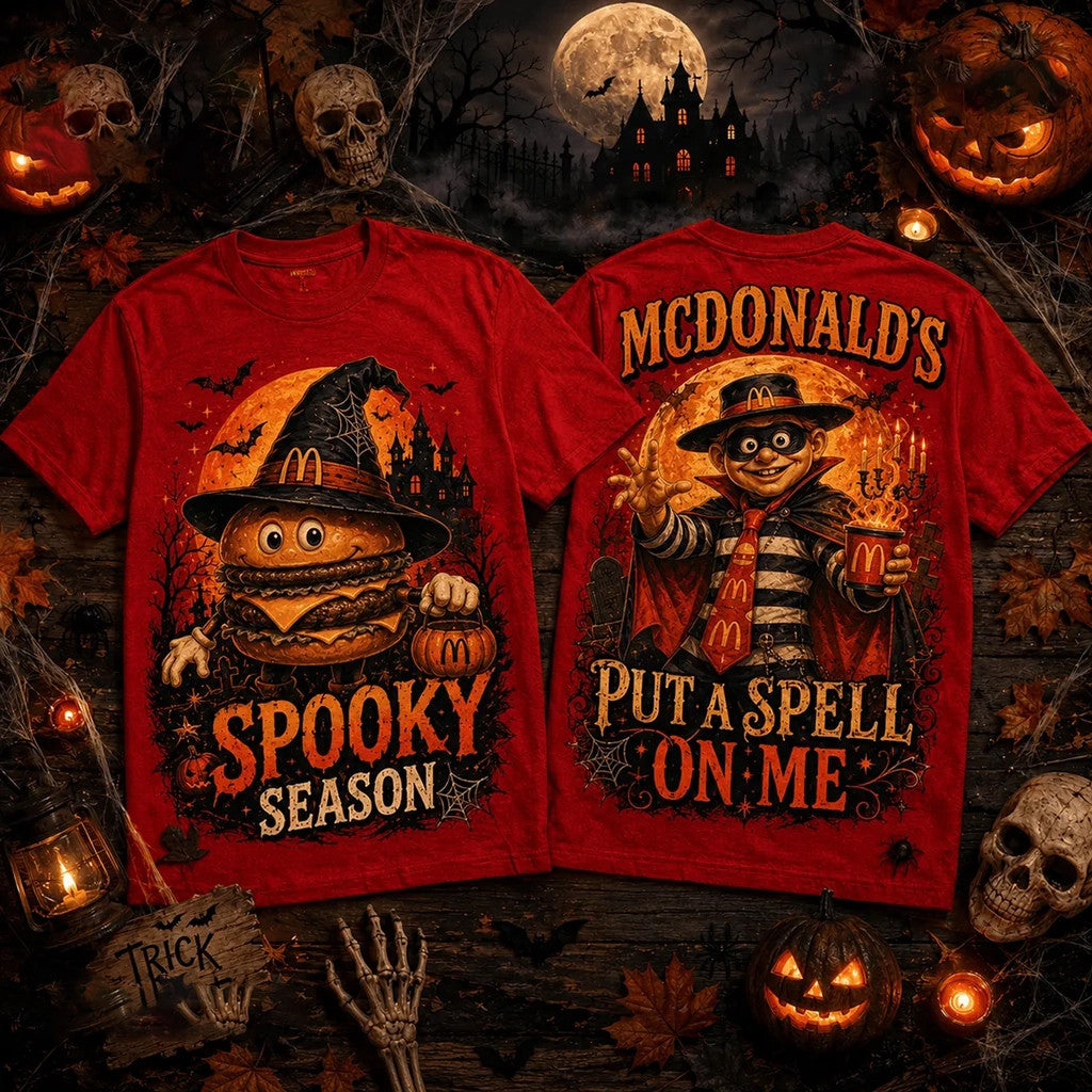 McDonald's Halloween Witch Burger Spooky Season Red T-Shirt Gifts For Friends - Merchluma