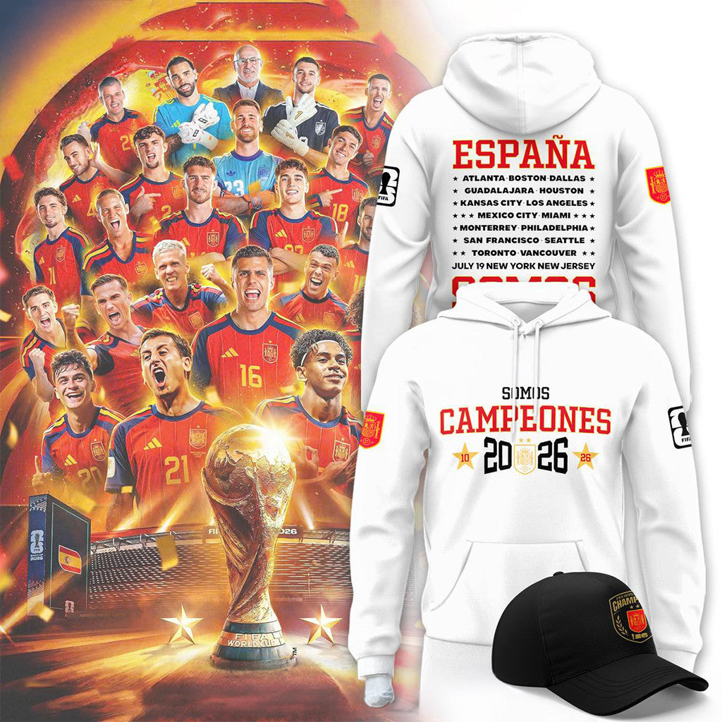 Spain World Cup 2026 Campeones FIFA Champions Viva Espana Hoodie T-Shirt Spain Soccer Merch - Merchluma