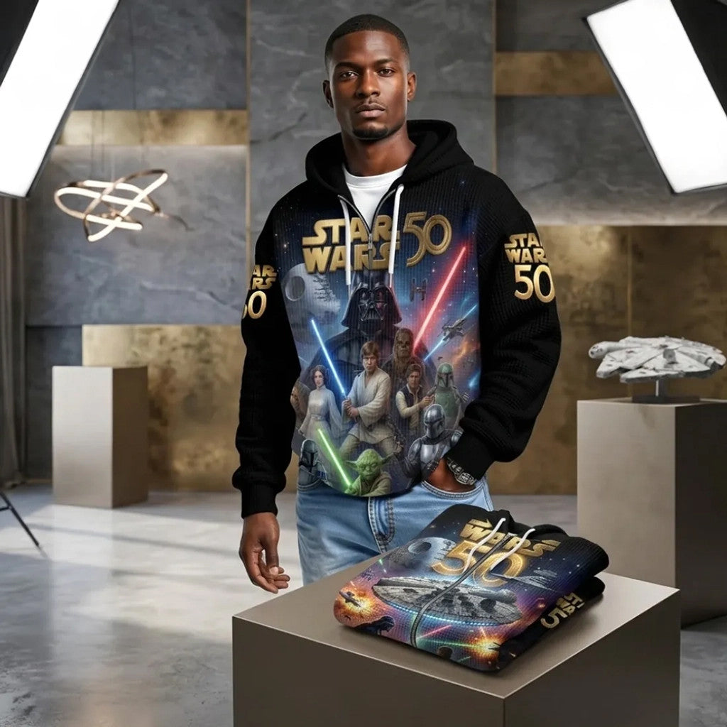 Star Wars 50th Anniversary Zip Hoodie Star Wars Merch Birthday Gift - Merchluma