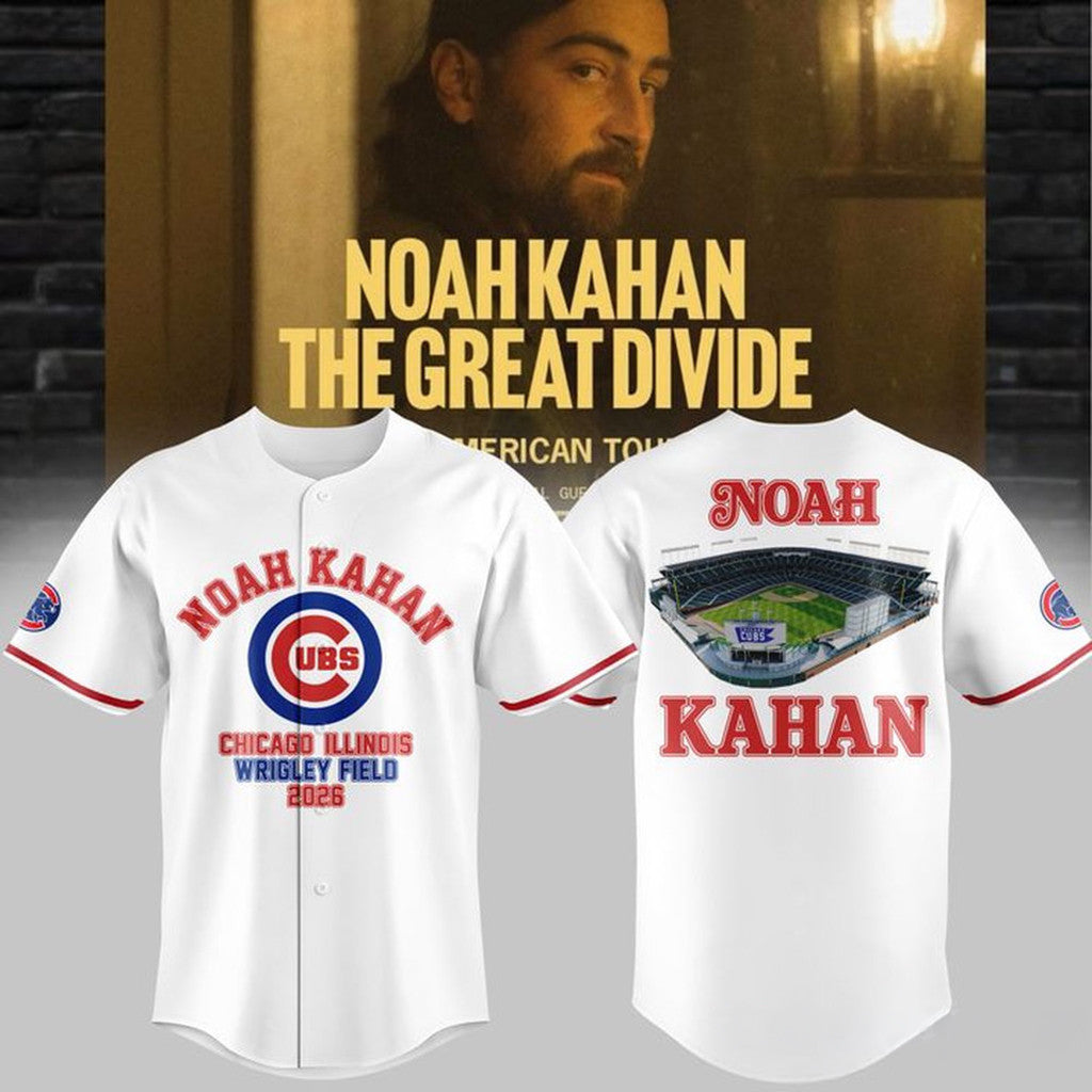 Noah Kahan X Chicago Cubs Merch The Great Divide Tour 2026 Baseball Jersey Music Fan Apparel - Merchluma