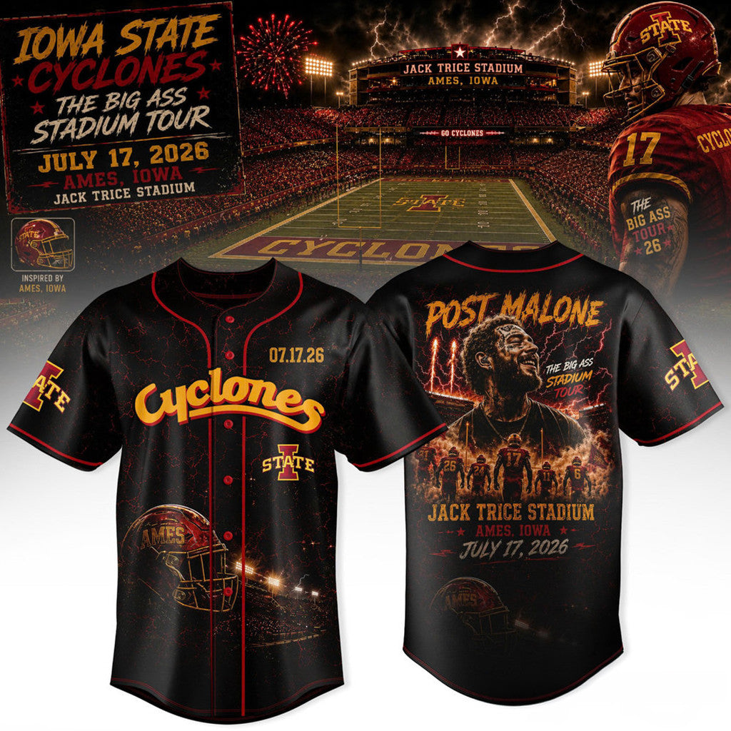 Post Malone X Iowa State Cyclones The Big Ass Stadium Tour 2026 Jersey Fan Merch Gifts - Merchluma