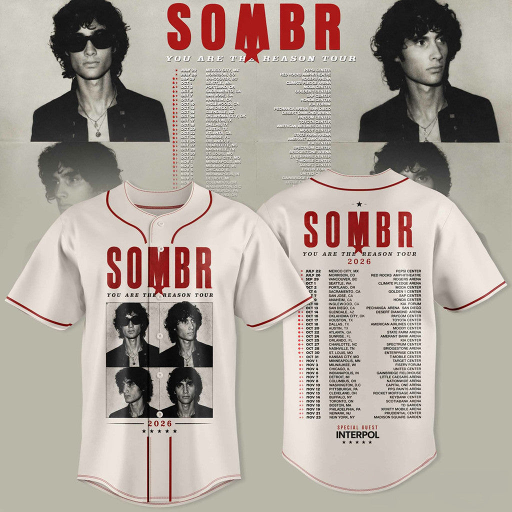 SOMBR You Are The Reason Tour 2026 Baseball Jersey SOMBR Merch Gifts - Merchluma