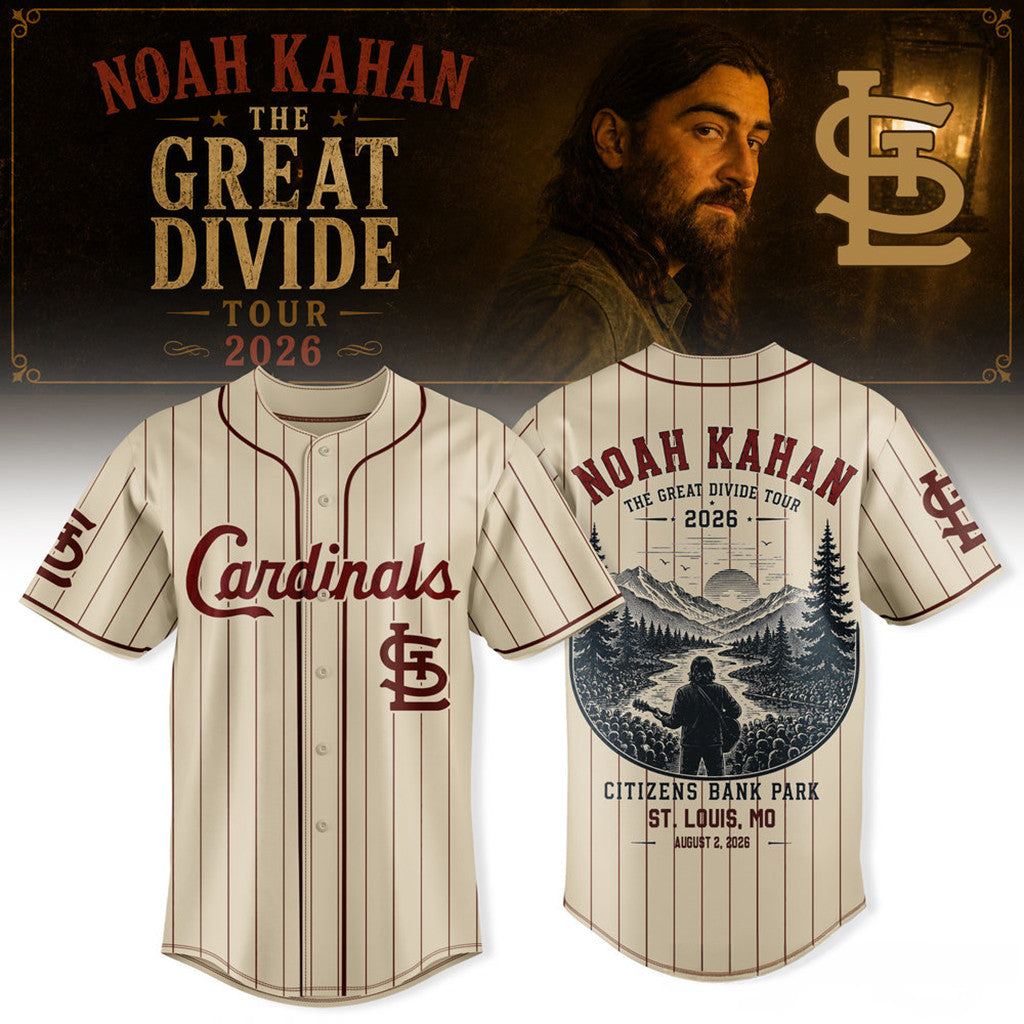 Noah Kahan X St Louis Cardinals Merch The Great Divide Tour 2026 At Busch Stadium Jersey Gifts - Merchluma