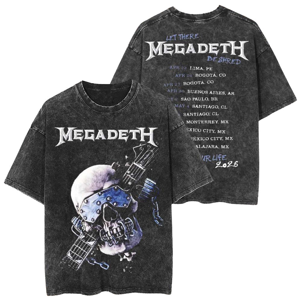 Megadeth This Was Our Life 2026 Merch Vic Let There Be Shred With Dates Washed T-Shirt Fan Gear - Merchluma